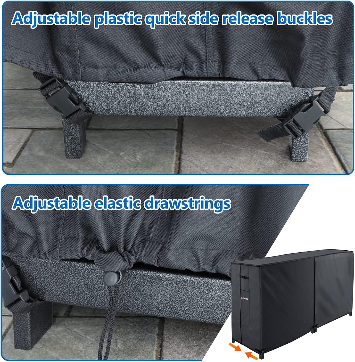 mofeez 8ft firewood log rack cover outdoor, waterproof, side view