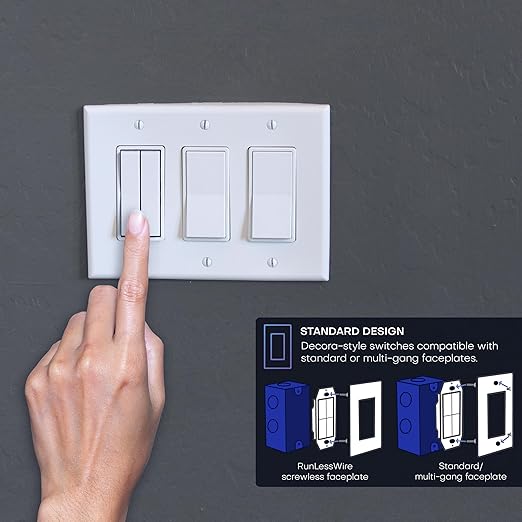 RunLessWire Fan & Light Battery-Free DIY Wireless Light Switch Kit 150ftRF