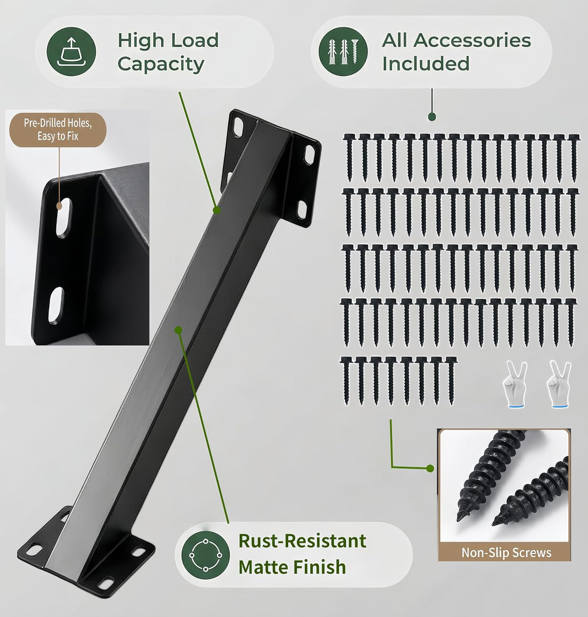 Heavy Duty Pergola Brackets Kit-8PC 45° Angle Support Brackets