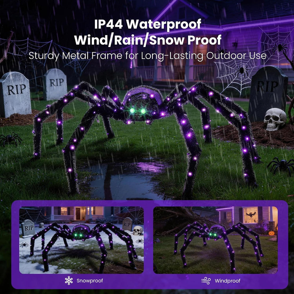 4.2FT Giant Spider Halloween Decorations Outdoor, 90 LEDs