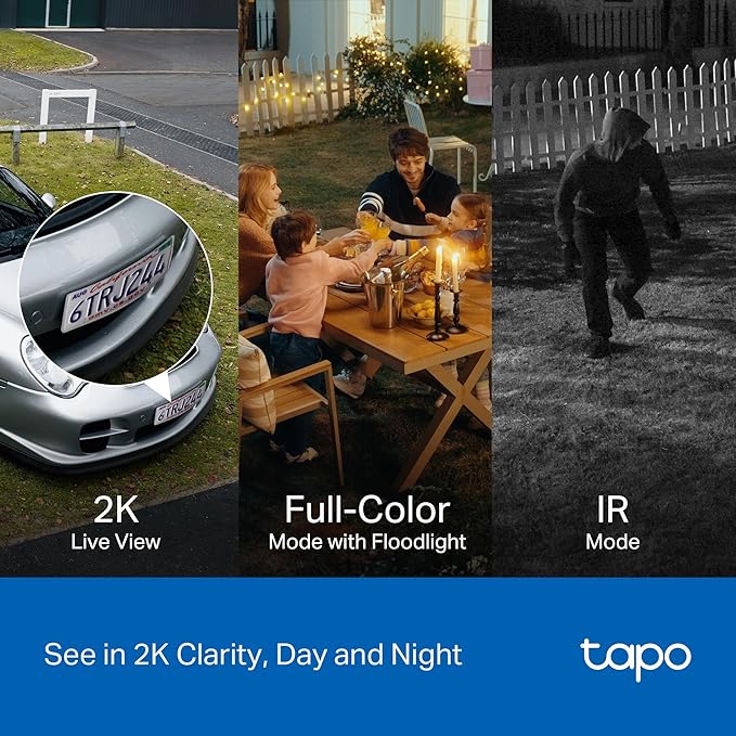 Tapo 2K Dimmable Floodlight Security Camera Outdoor Wireless w/Solar Panel