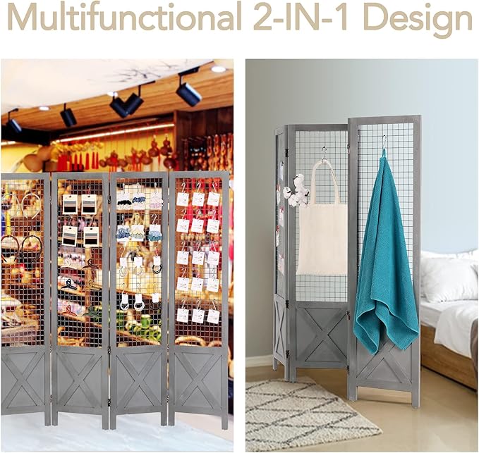 Wnutrees 4 Panel Gridwall Display, Portable Freestanding Display Board