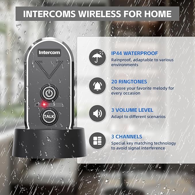PANDAAR Doorbell Wireless for Home, Wireless Intercom System 4900ft Long Range (2 Pack)