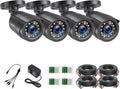 ZOSI 4 Pack 2MP 1080p HD-TVI Home Security Camera Outdoor Indoor 1920TVL,24PCS LEDs,80ft Night Vision, 90°View Angle, Weatherproof Outside Surveillance CCTV Bullet Camera(Black)