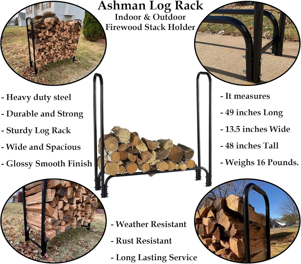 ashman log rack – firewood log rack, indoor, side view