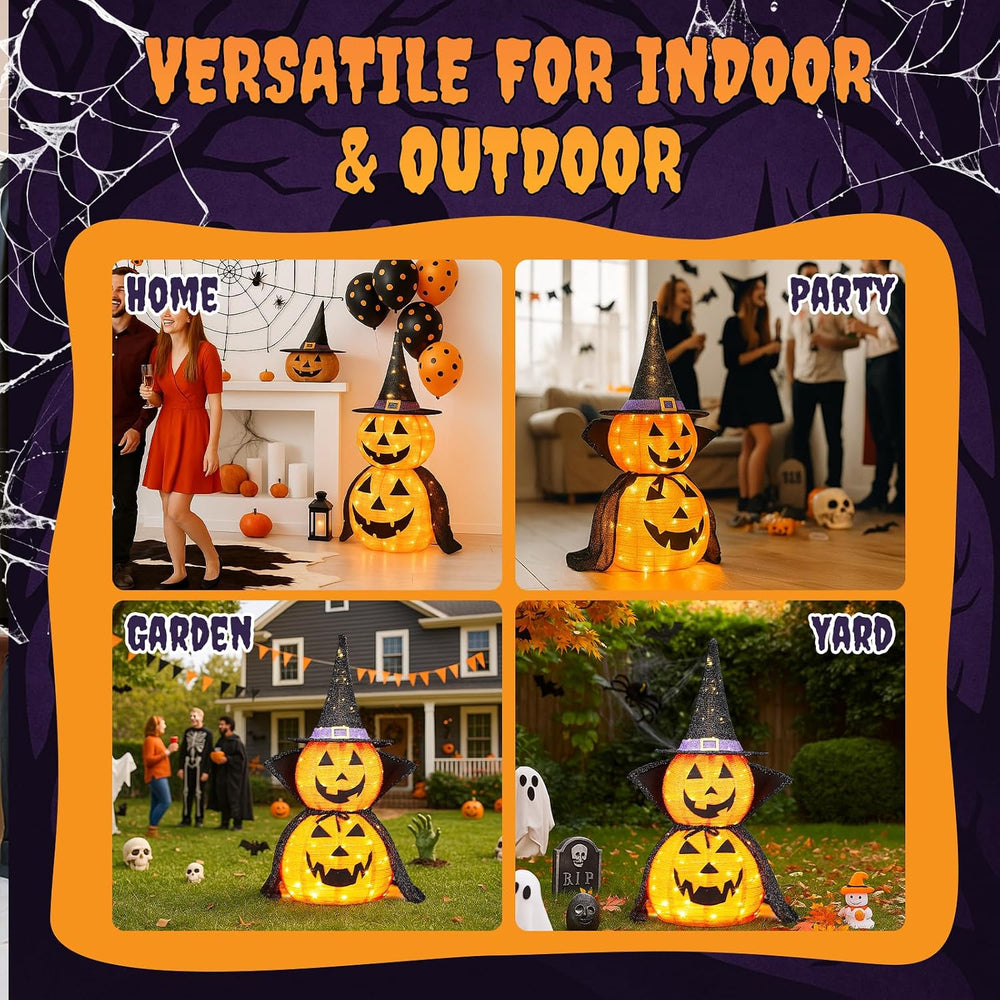 Outvita 2PC Halloween Collapsible Pumpkin Decoration, 150 LED Pop-Up Pumpkin ...