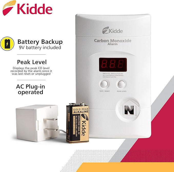 Kidde Carbon Monoxide Detector, Plug In Wall