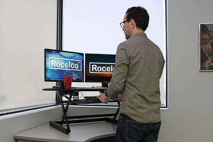 Rocelco 46" Height Adjustable Corner Standing Desk Converter