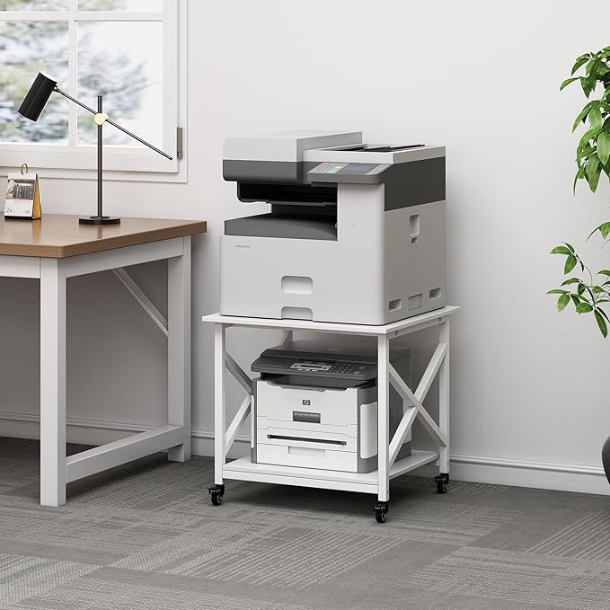 Fannova 23.6 x 23.6 Inches Large Printer Stand, 2 Tier Square Printer Table