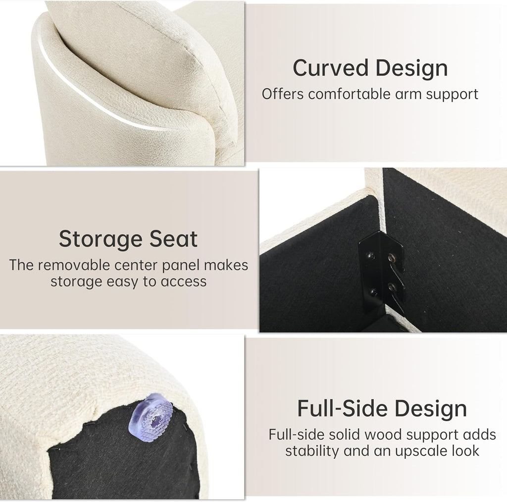 usaint 58.3" upholstered storage ottoman bench with 2 showing dimensions