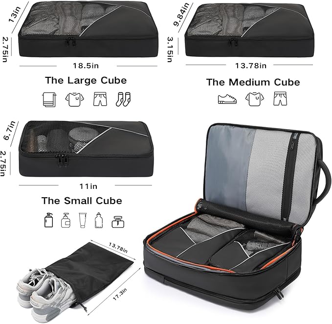50L Carry on Travel Backpack, Expandable Airline Approved Backpacks