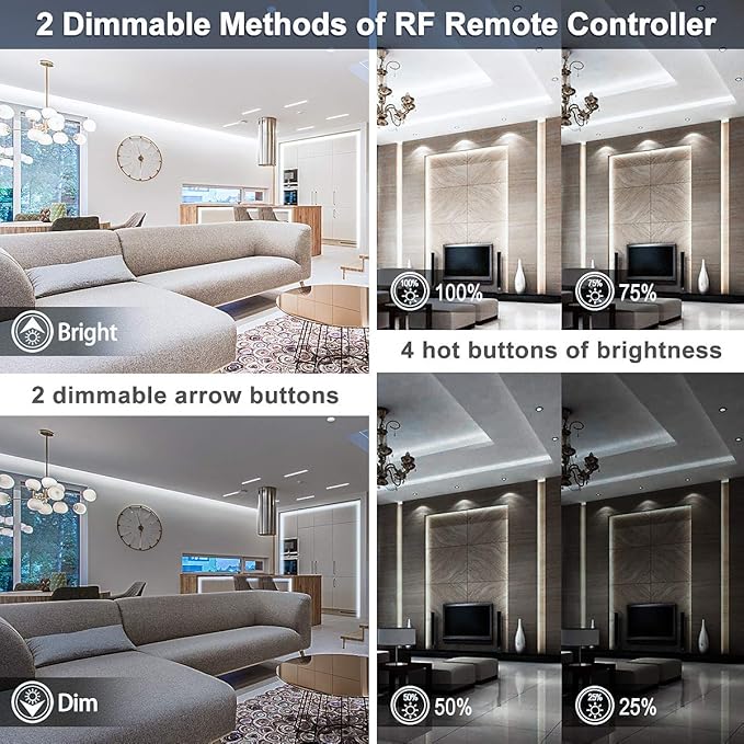 MY BEAUTY LIGHT LED Strip Lights White, 50.5ft Dimmable LED Light Strip