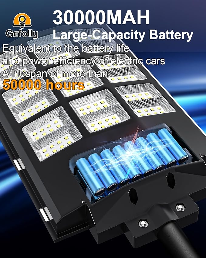 Gefolly SL-4600W Solar Street Light Outdoor 460000LM Wide Angle Commercial