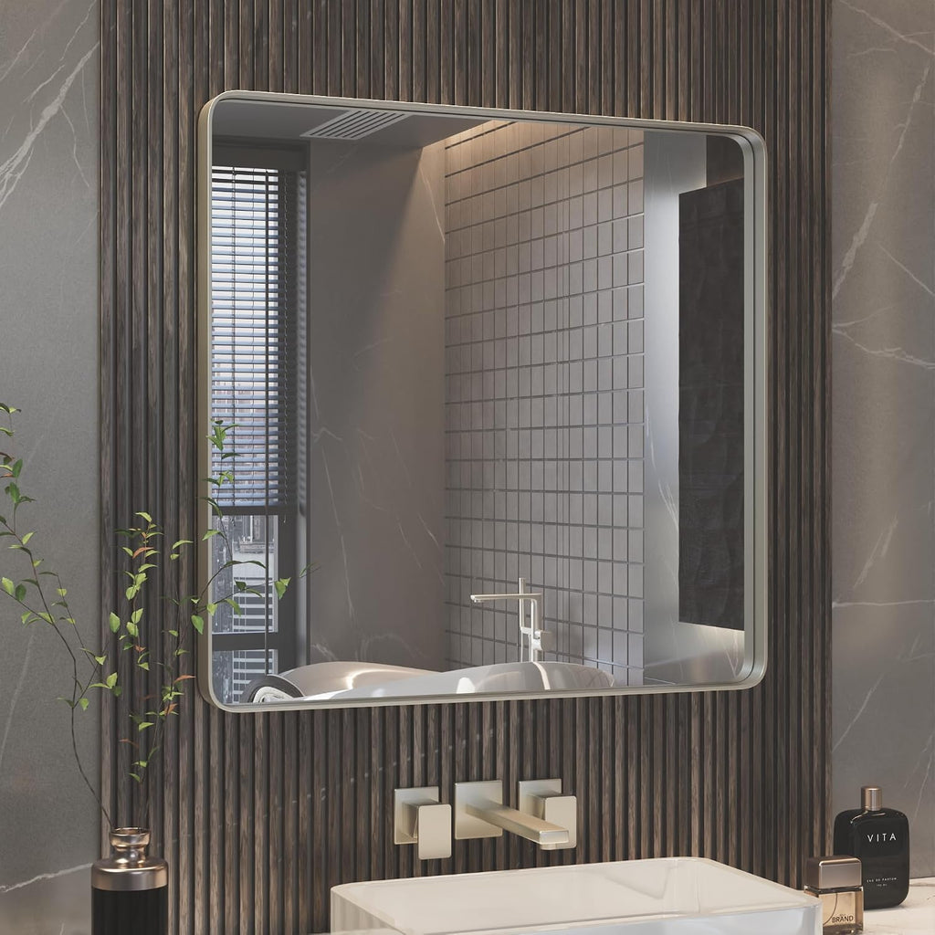 ISKM 30" x 30" Silver Framed Mirror
