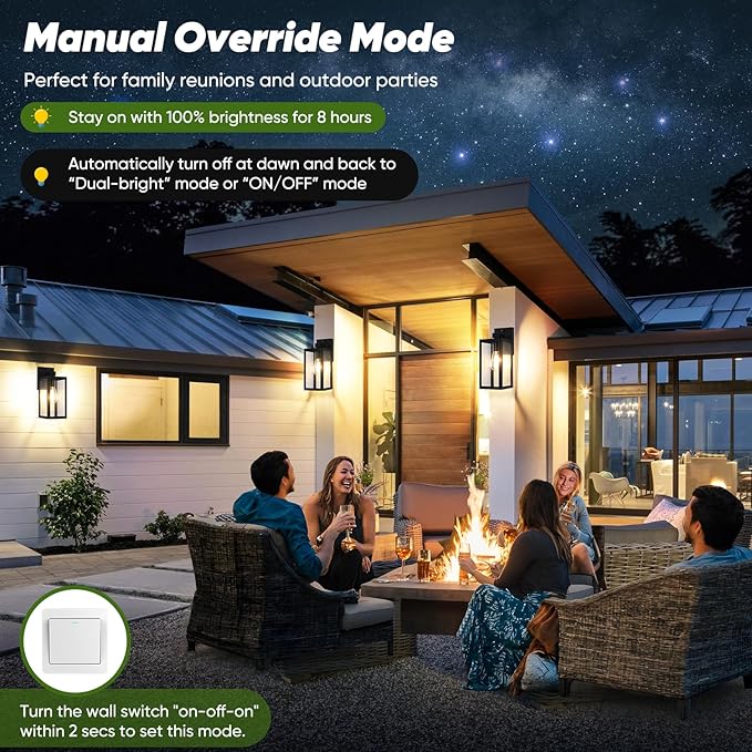 BesLowe 13" Upgraded Motion Sensor Outdoor Wall Lights, 3 Lighting Modes (2-Pack)