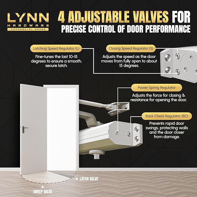LYNN HARDWARE Medium/Heavy Duty Automatic Door Closer