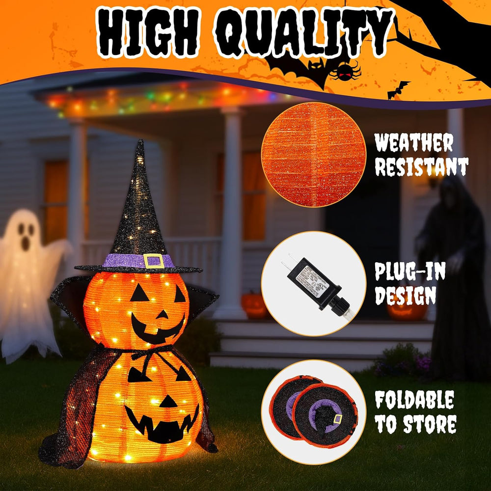 Outvita 2PC Halloween Collapsible Pumpkin Decoration, 150 LED Pop-Up Pumpkin ...
