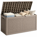 Outdoor Storage Box Resin Deck Box Waterproof Gray Petal 126 Gallon