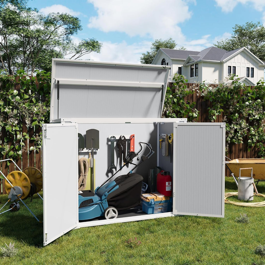 41 cu.ft storage shed outdoor horizontal resin shed, package contents