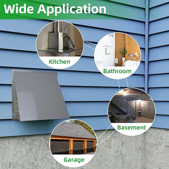 10 Inch Hooded Wall Vent with Screen and Damper, Outdoor Wall Exhaust Vent