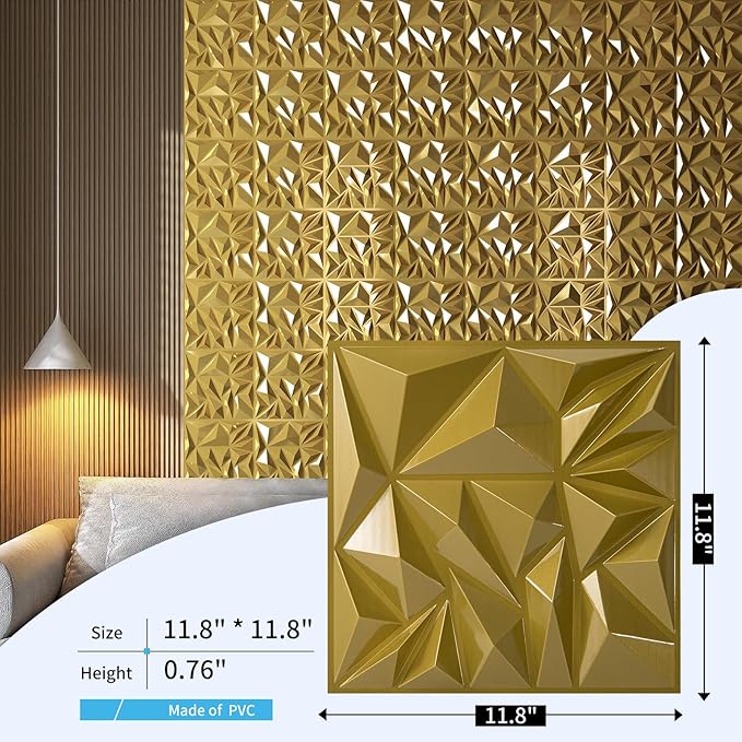 Art3d 33-Pack 3D Wall Panels for Interior Wall Decor, Diamond Textured Feature