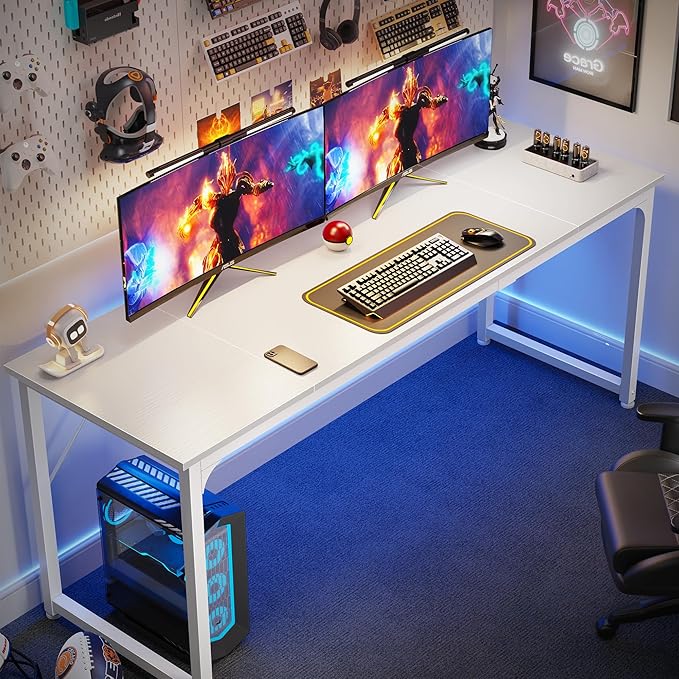 Huuger Computer Desk, 70 Inch Office Desk, Gaming Desk