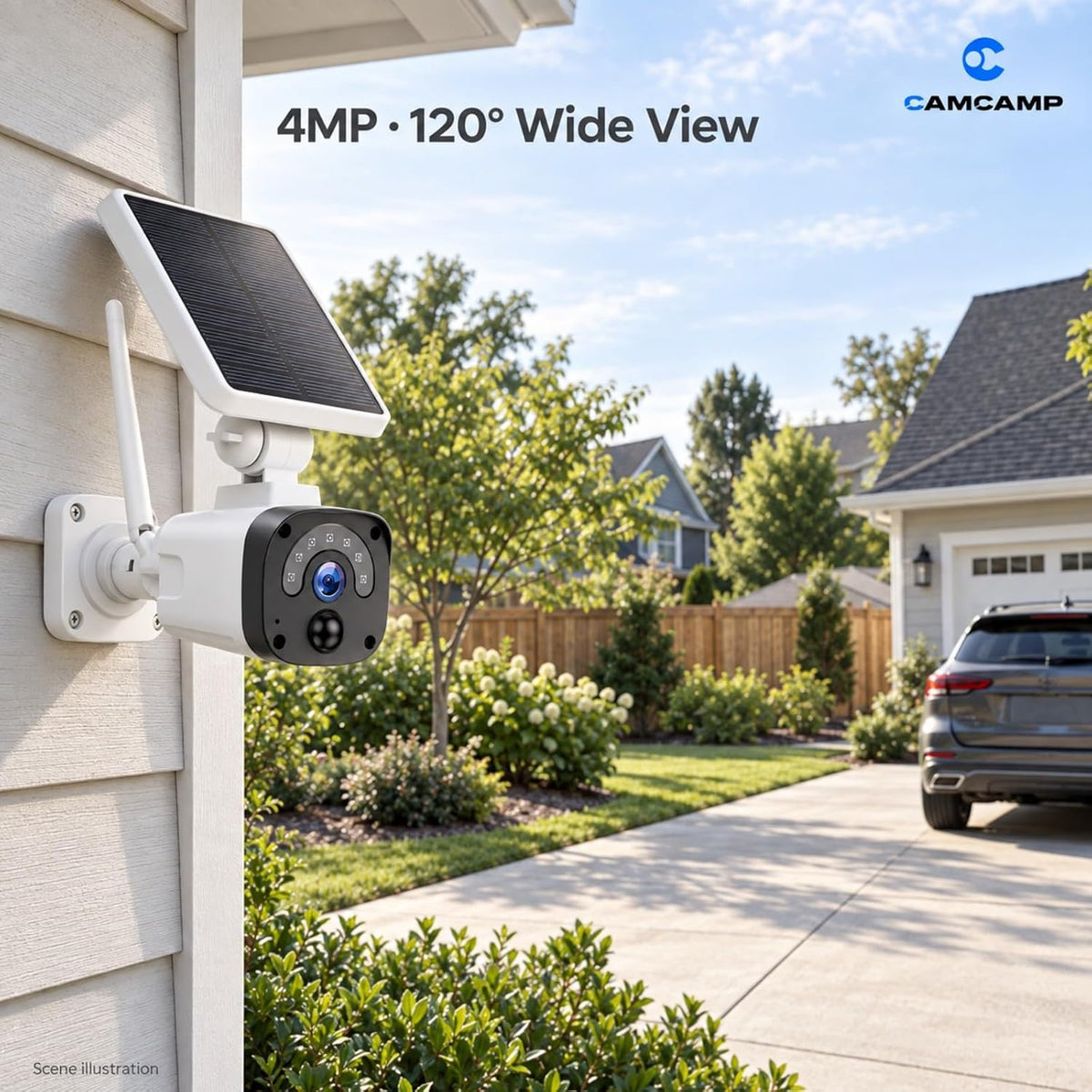 Camcamp Solar Security Cameras Wireless Outdoor System, 4-Cam 2.5K, 64GB SD