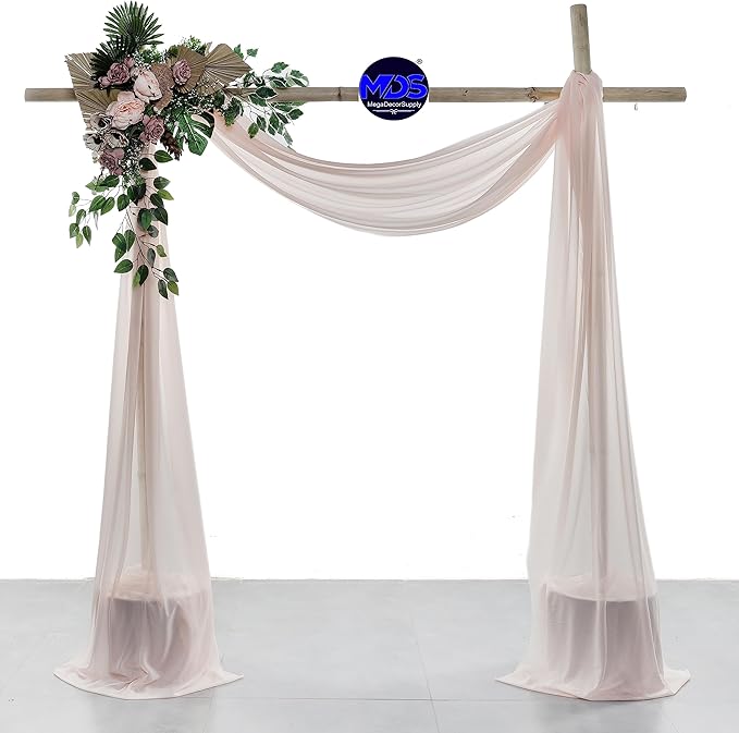 MDS Halloween Chiffon Draping Fabric - 2 Panel, 30" Wide x 100ft Long - Sheer Spooky Arbor & Canopy Drapery for Haunted House Backdrops, Party Ceilings, DIY Costumes & Themed Events - Nude (Pack of 2)
