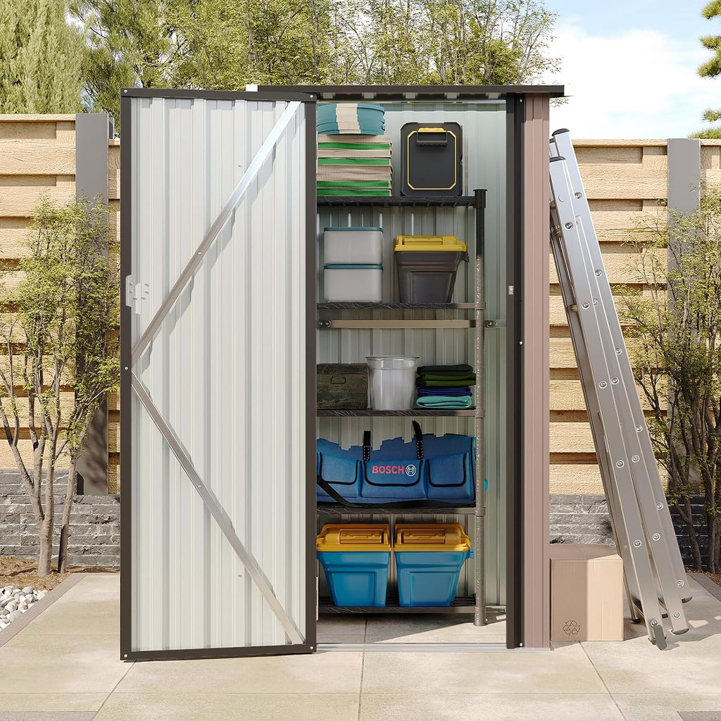 Aoxun 3x1.9 Ft Outdoor Storage Cabinet - Waterproof Storage Shed, Brown