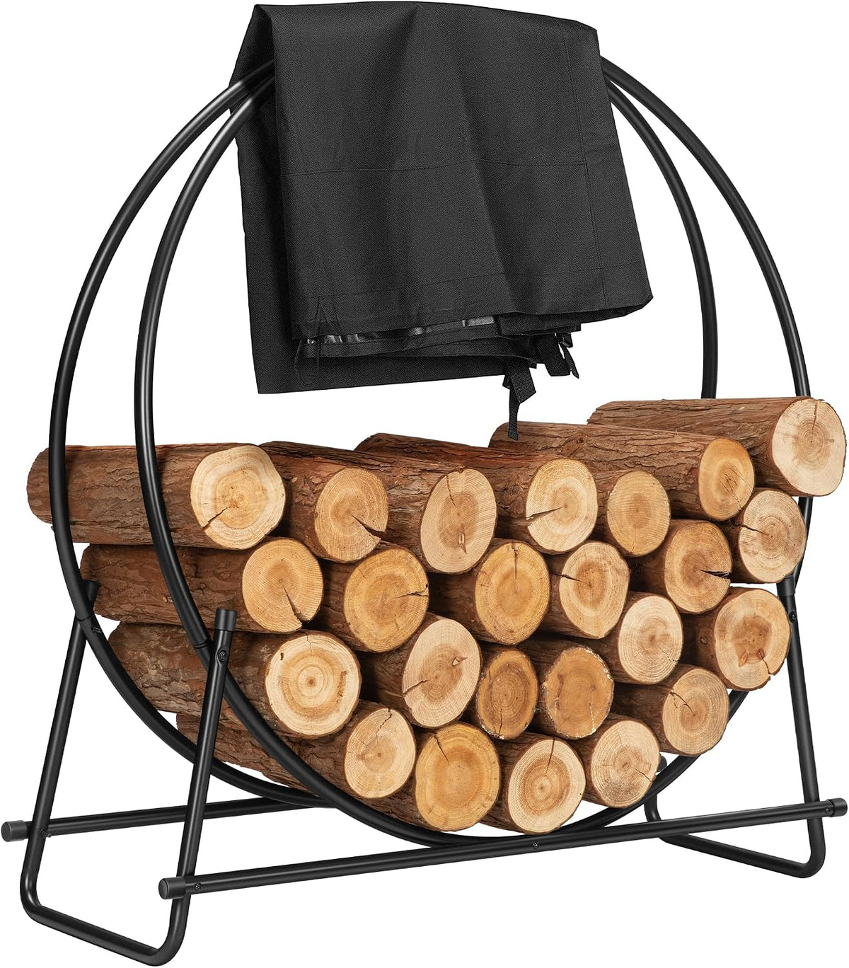 VIVOHOME 40 Inches Firewood Log Rack Hoop with Cover