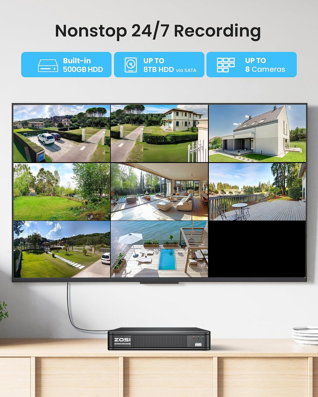 zosi 3k lite wired security camera system, 4 showing dimensions