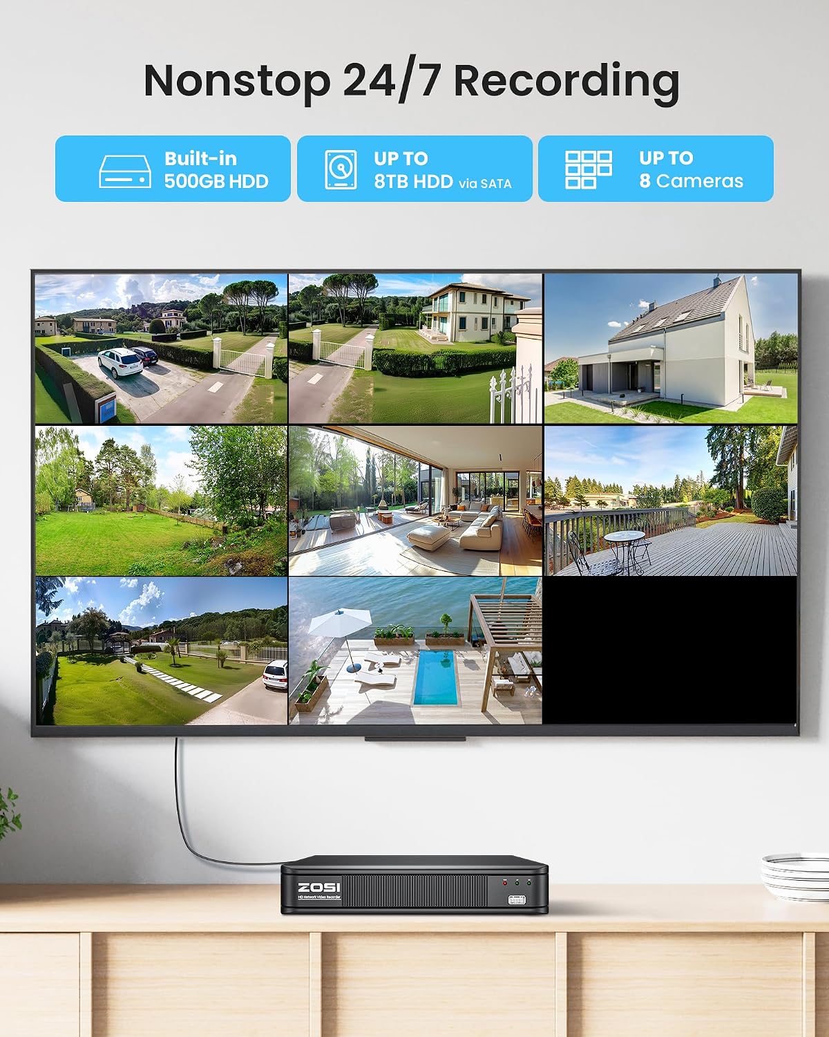 zosi 3k lite wired security camera system, 4 showing dimensions