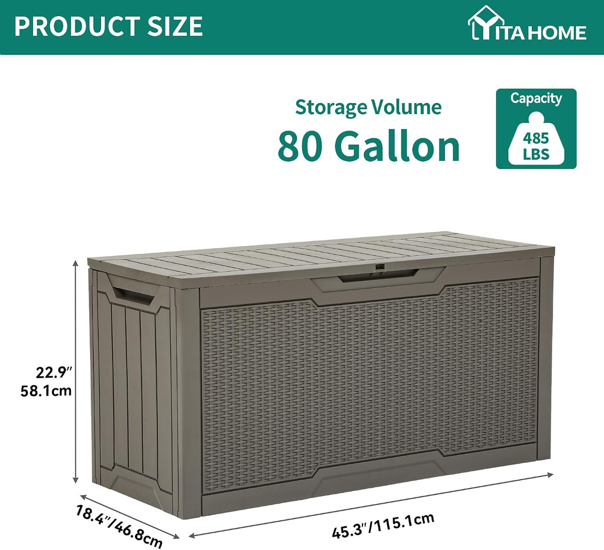 yitahome 80 gallon resin deck box, package contents
