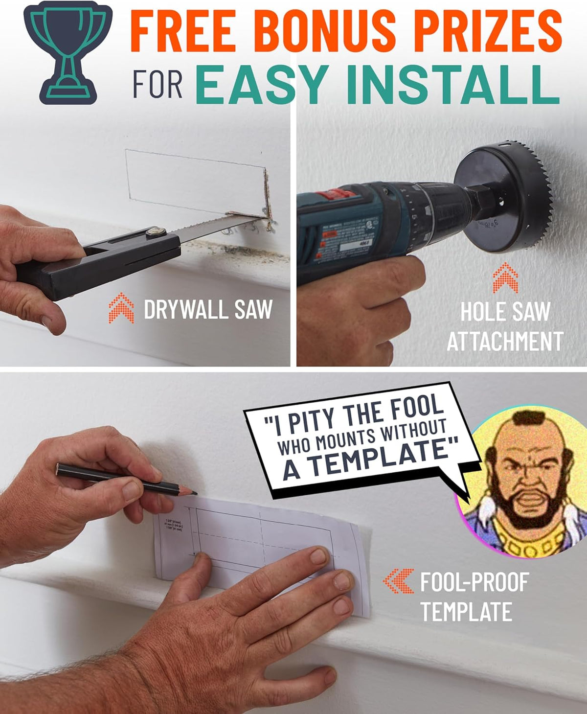 ECHOGEAR in Wall Cable Management Kit for TV & Soundbar, DIY Cord Hider | Easy install cord concealer and power kit includes circle saw drill attachment, drywall handsaw and hardware pack