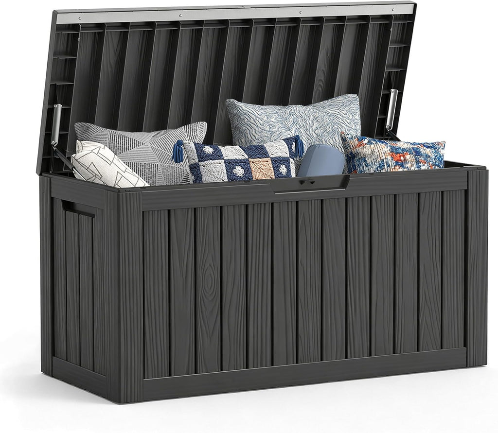 Mars Villa Deck Box, Outdoor Storage Box Waterproof, 80 Gallon, Black