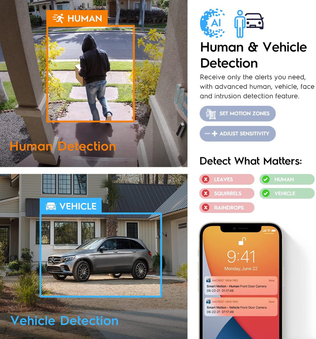 amcrest 2-pack ultrahd 4k ip poe ai camera, close-up detail