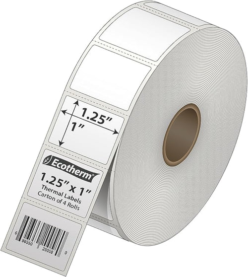 1.25" x 1" Thermal Labels | 4 Rolls | 5520 Labels | fits Zebra, Offnova Thermal