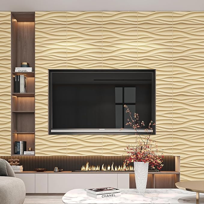 STICKGOO Wave Wall Panels for Interior Wall Decor, Light Oak 3D Wall Panels (Pack of 12)