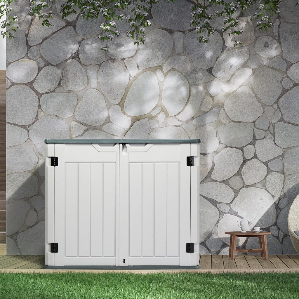vingli upgraded 260 gallon plastic outdoor storage cabinet, front angle view