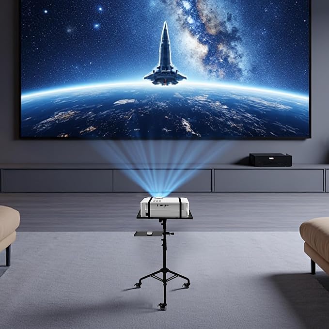 STEADUS Projector Stand Tripod – 24 to 59 Inch Adjustable Height – Dual Shelves