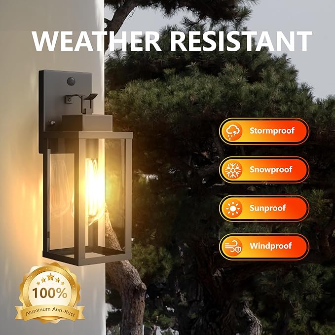 Kainozoic Motion Sensor Dawn to Dusk Outdoor Sensor Light Fixture Anti-Rust (2 Pack)