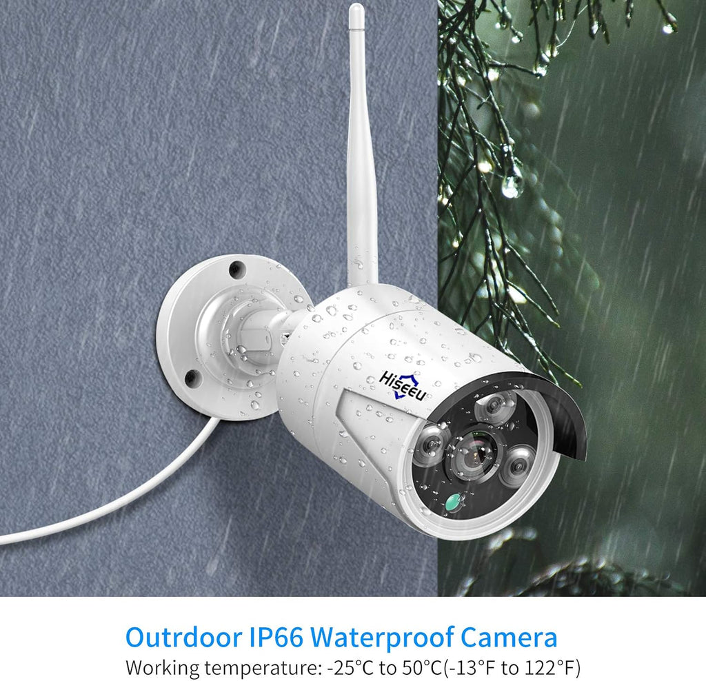 hiseeu camera add on 5mp outdoor wireless security showing dimensions