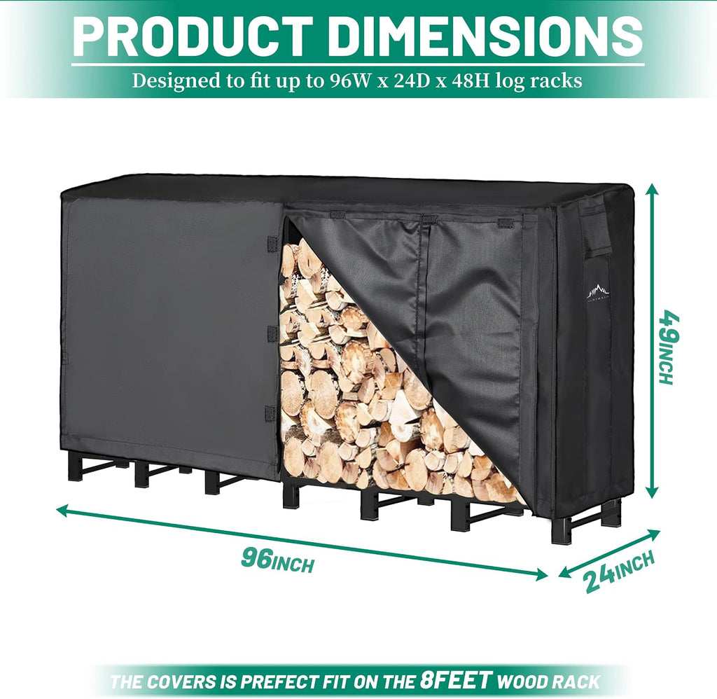 himal 8ft firewood log rack cover outdoor waterproof shown in use