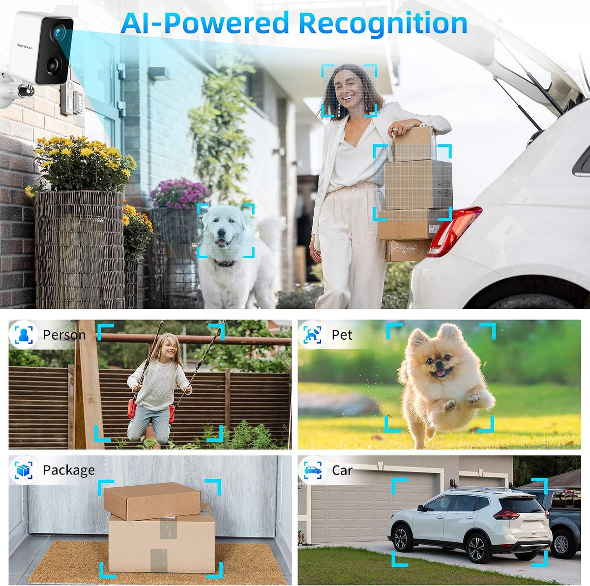 septekon 2k security cameras wireless outdoor 4 pack, side view