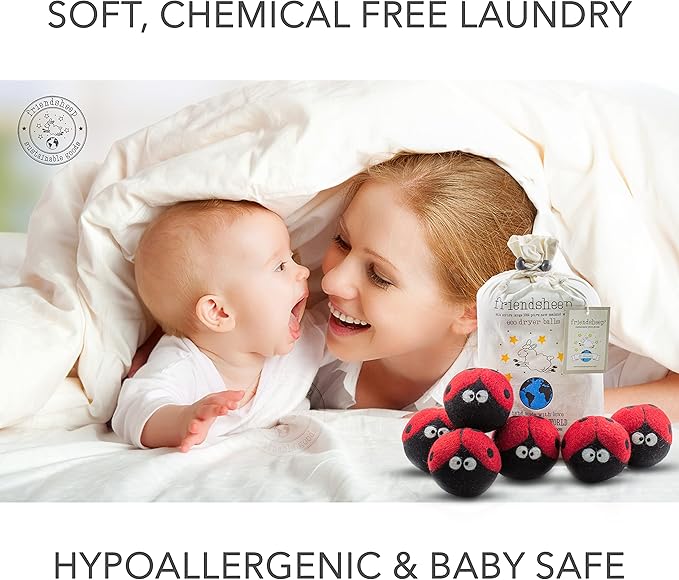 Friendsheep Wool Dryer Balls, Organic Reusable Fabric Softener Alternative (6 Pack)