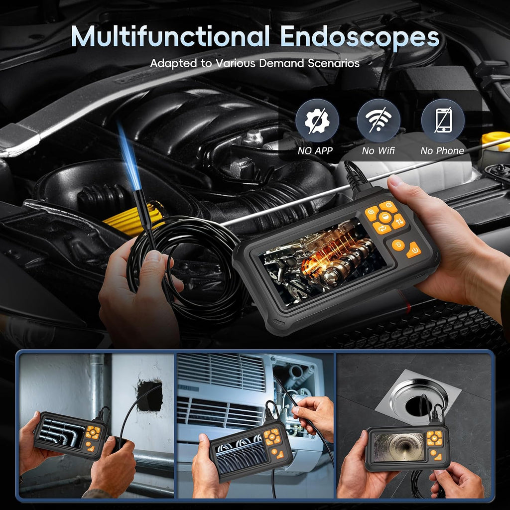 32.8ft inspection endoscope camera with light,1080p hd borescope on a desk or shelf