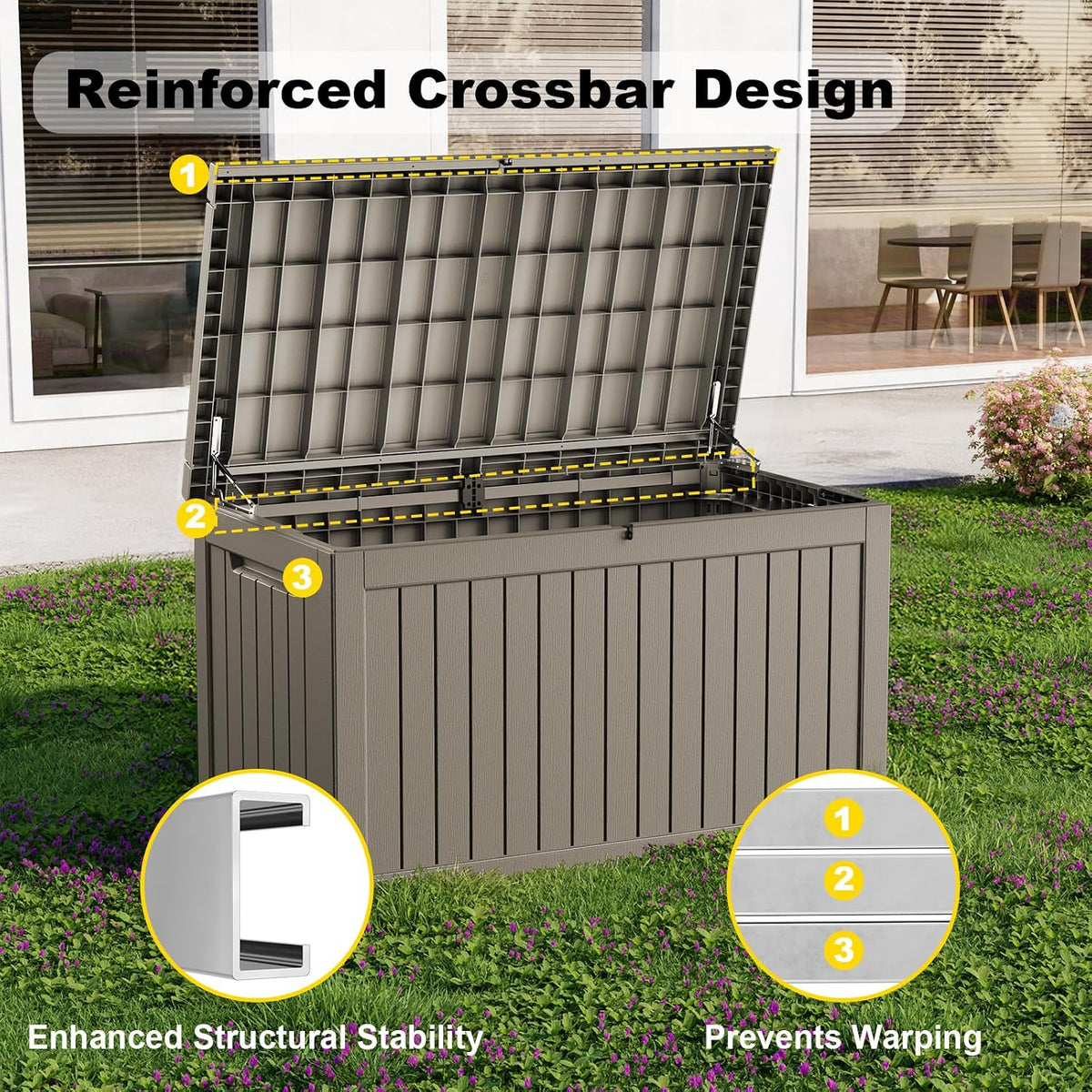 rojik outdoor storage housing deck box - waterproof, side view