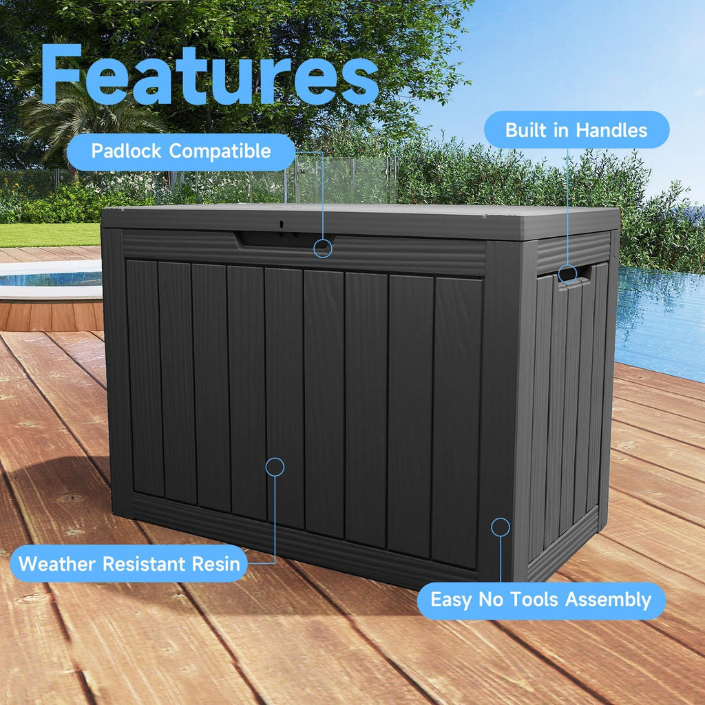 55 gallon outdoor storage box waterproof, uv resistant shown in use