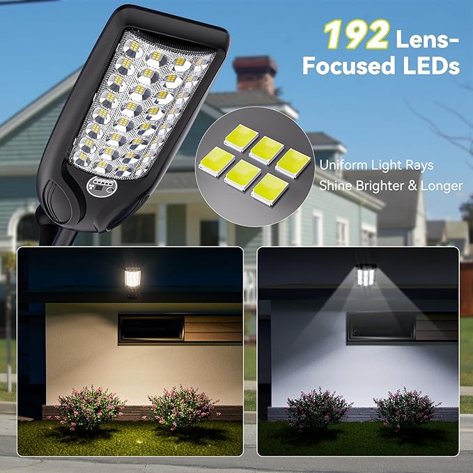 MMKT Solar Lights Outdoor, 8000W 3 Color Solar Street Lights, Commercial Solar (2 Pack)