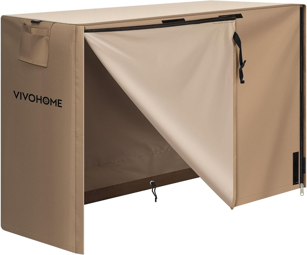 vivohome 5ft waterproof outdoor firewood log rack cover shown in use